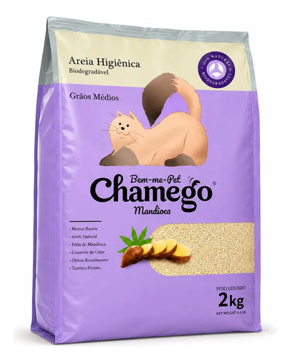 Areia Higiênica Bem-me-Pet Para Gatos Grãos Médios Mandioca 2kg