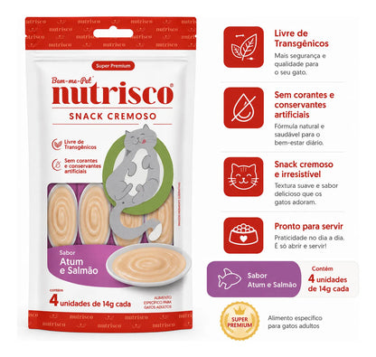 Petiscos Cremoso Nutrisco Para Gatos Sabor Atum E Salmão 14g