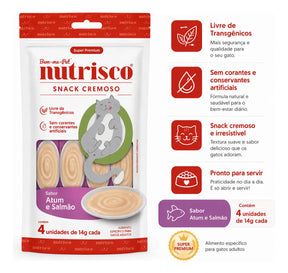 Petiscos Cremoso Nutrisco Para Gatos Sabor Atum E Salmão 56g