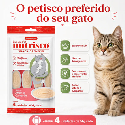 Petisco Cremoso Nutrisco Para Gatos Atum E Camarão 14g