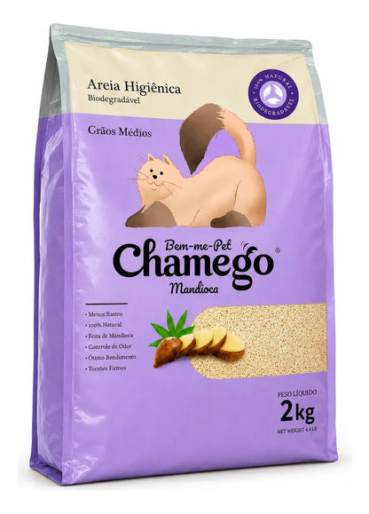 Areia Higiênica Bem-me-Pet Para Gatos Grãos Médios Mandioca 2kg
