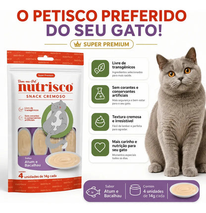 Petisco Cremoso Nutrisco P/ Gatos Sabor Atum E Bacalhau 14g