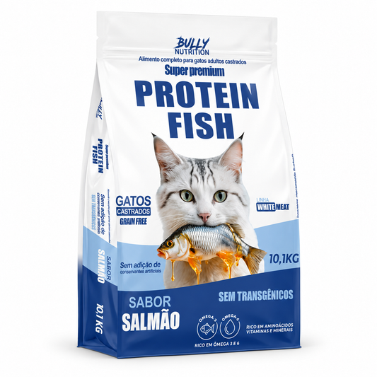 Ração Bully Nutrition Protein Fish Gatos Castrados 10,1kg