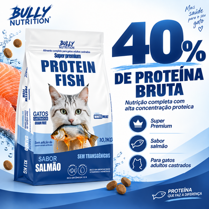Ração Bully Nutrition Protein Fish Gatos Castrados 10,1kg