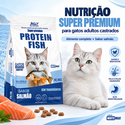 Ração Bully Nutrition Protein Fish Gatos Castrados 10,1kg
