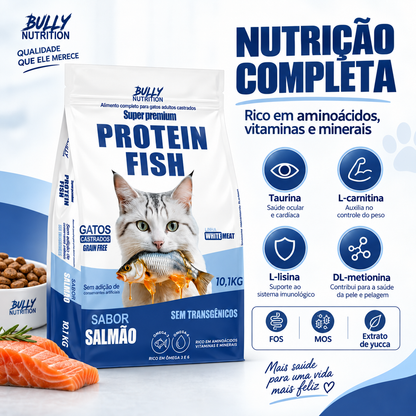 Ração Bully Nutrition Protein Fish Gatos Castrados 10,1kg