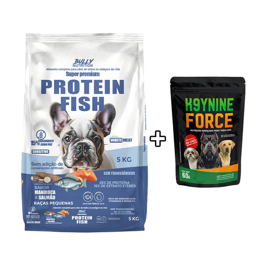 Ração Fish Protein para Raças Pequenas Bully Nutrition 5kg + Ganhe K9YNINE FORCE 60g