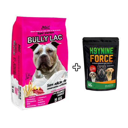 Ração Para Cachorros Em Fase de Lactação Bully Lac 15Kg  + Ganhe K9YNINE FORCE 60g