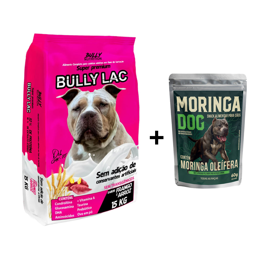 Ração Para Cachorros Em Fase de Lactação Bully Lac 15Kg Cachorro Forte + Ganhe Moringa Dog 60g