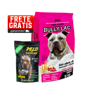 Ração Bully Lac + Suplemento Bully Pelo & Derme 900g Cachorro Forte