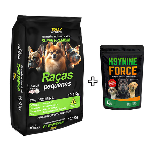 Ração Nutritiva Para Cachorro Raças Pequenas Bully Nutrition 10.1Kg + Ganhe K9YNINE FORCE 60g