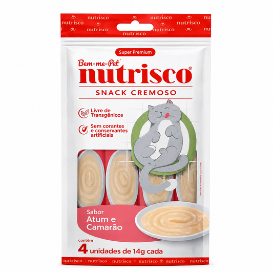 Petisco Cremoso Nutrisco Para Gatos Atum E Camarão 14g