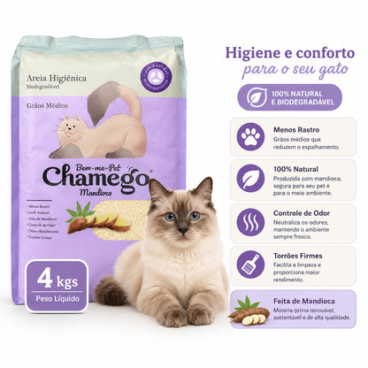 Areia Higiênica de Mandioca Bem-me-Pet Chamego de 4kg