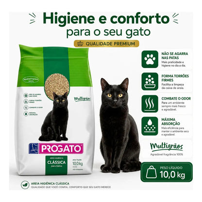 Areia Higiênica Progato Clássica Multigrãos 10kg