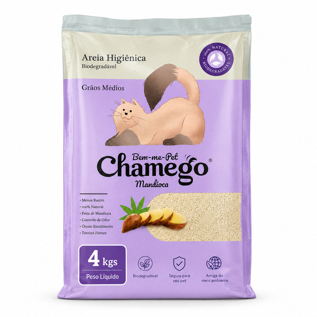 Areia Higiênica de Mandioca Bem-me-Pet Chamego de 4kg