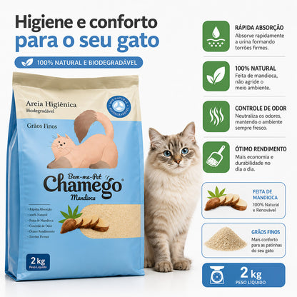 Areia Higiênica de Mandioca Bem-me-Pet Chamego de 2kg