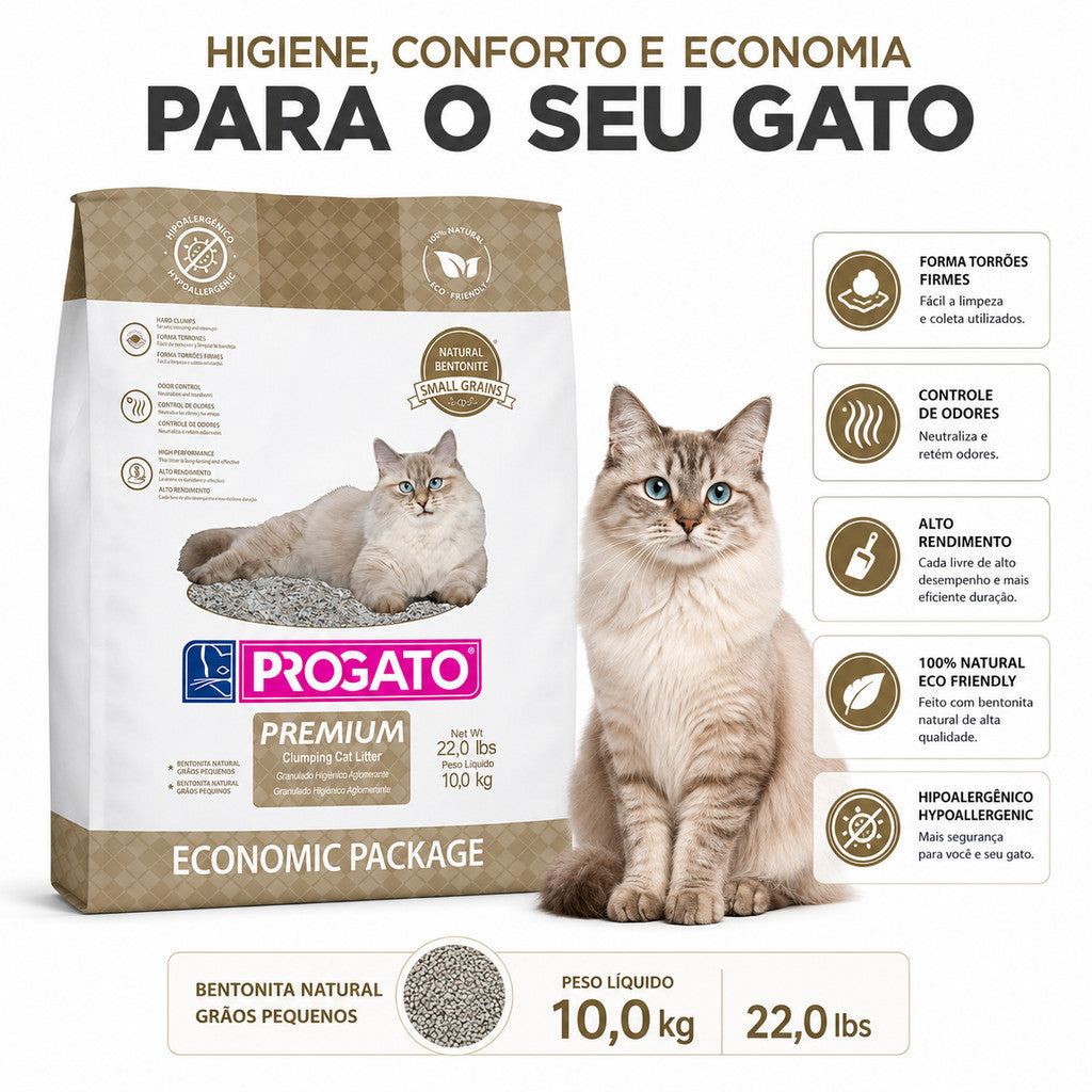 Granulado Higiênico Progato Premium para Gatos 10 kg