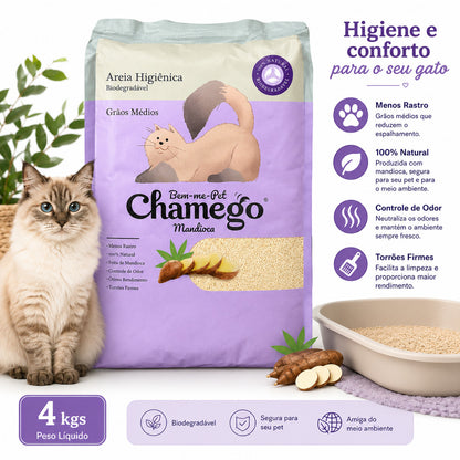Areia Higiênica de Mandioca Bem-me-Pet Chamego de 4kg