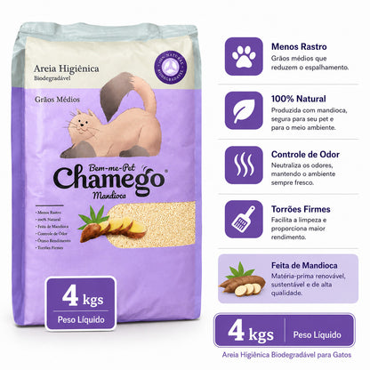 Areia Higiênica de Mandioca Bem-me-Pet Chamego de 4kg