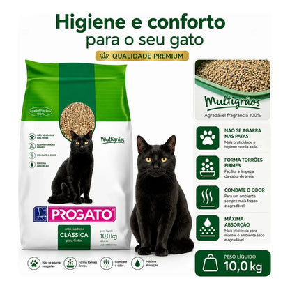 Areia Higiênica Progato Clássica Multigrãos 10kg