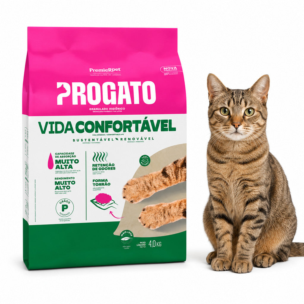 Granulado Higiênico Aglomerado ProGato Vida Confortável 4Kg