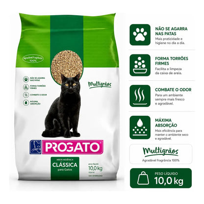 Areia Higiênica Progato Clássica Multigrãos 10kg