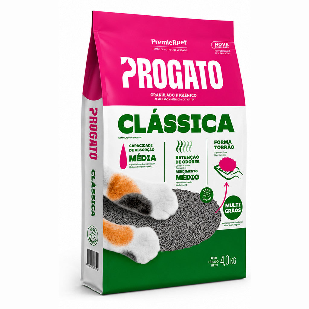 Areia Higiênica ProGatos Clássica Grãos Médios 4Kg