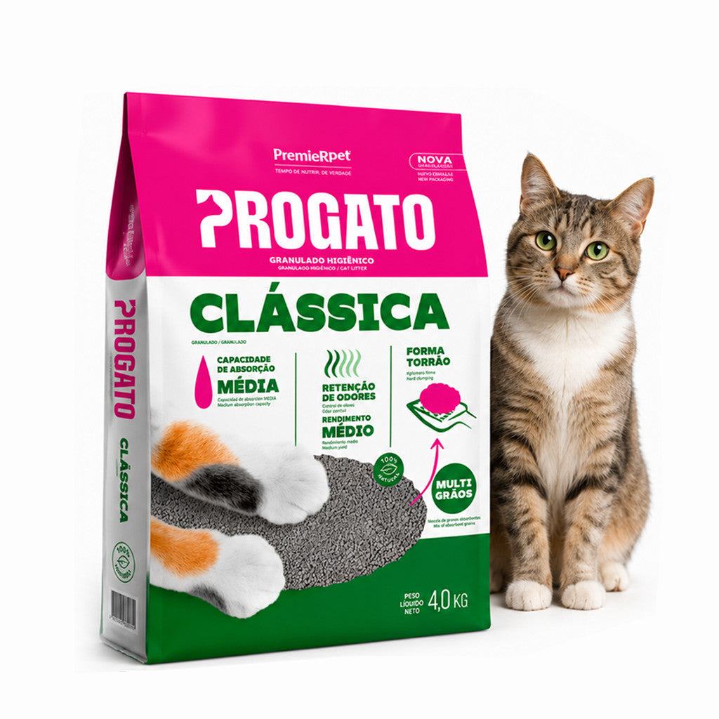 Areia Higiênica ProGatos Clássica Grãos Médios 4Kg