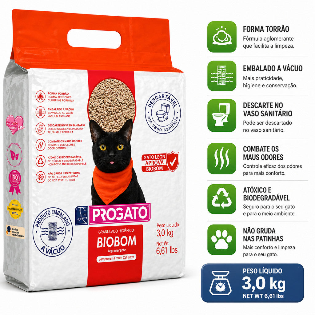 Granulado Higiênico Biodegradável ProGato Biobom 3 kg
