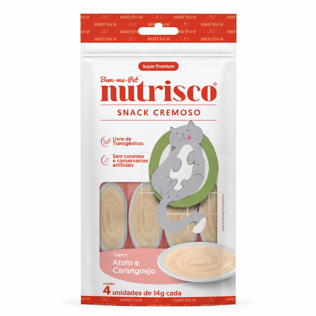 Petiscos Cremoso Nutrisco Para Gatos Sabor Atum E Caranguejo 14g