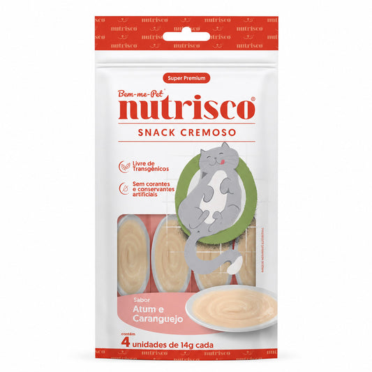 Petiscos Cremoso Nutrisco Para Gatos Sabor Atum E Caranguejo 14g