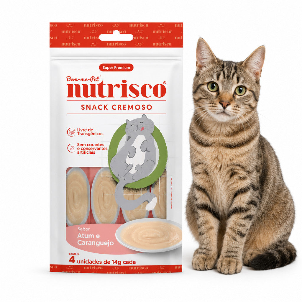 Petiscos Cremoso Nutrisco Para Gatos Sabor Atum E Caranguejo 14g