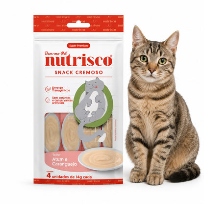 Petiscos Cremoso Nutrisco Para Gatos Sabor Atum E Caranguejo 14g