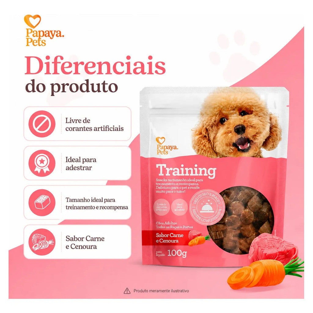 Petisco Papaya Pets Training Carne E Cenoura Cães 100g