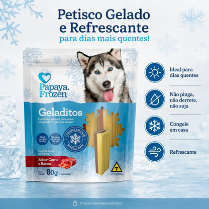 Petisco Papaya Frozen Geladitos Carne E Bacon Cães 80g
