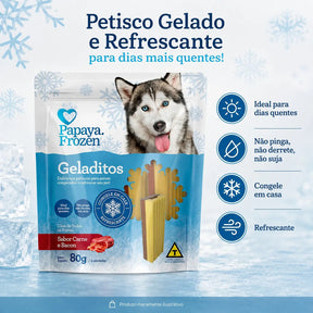 Petisco Papaya Frozen Geladitos Carne E Bacon Cães 80g