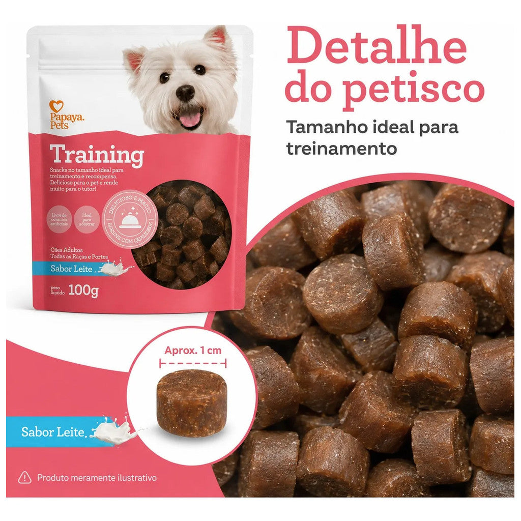 Petisco Papaya Pets Training Sabor Leite Cães Adultos 100g