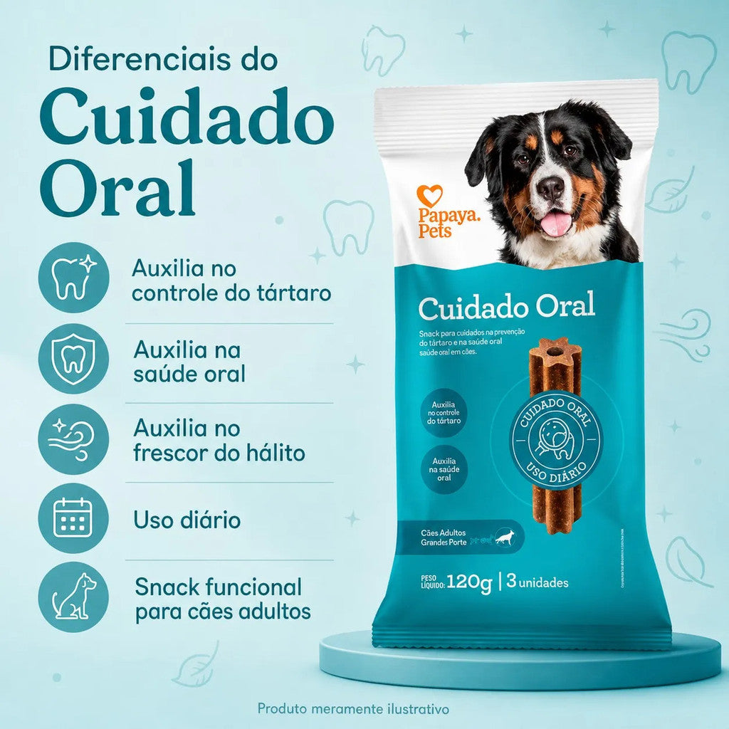 Petisco Papaya Pets Cuidado Oral Raças Grandes 120g