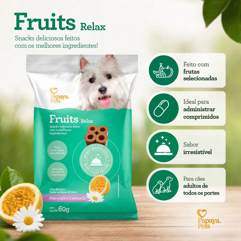 Petisco Papaya Pets Fruits Relax Maracujá E Camomila 60g