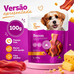 Petisco Papaya Pets Bacon Com Queijo Cães Adultos 100g