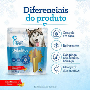 Petisco Papaya Frozen Geladitos Melancia E Banana Cães 80g
