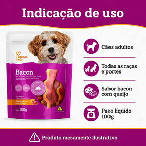 Petisco Papaya Pets Bacon Com Queijo Cães Adultos 100g