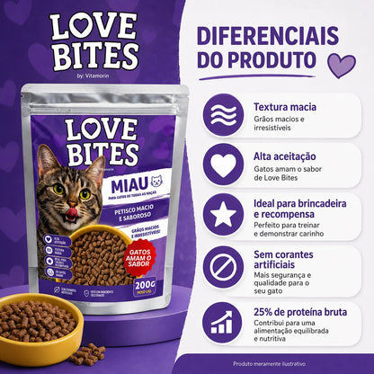 Petisco Para Gatos Love Bites Miau 200g