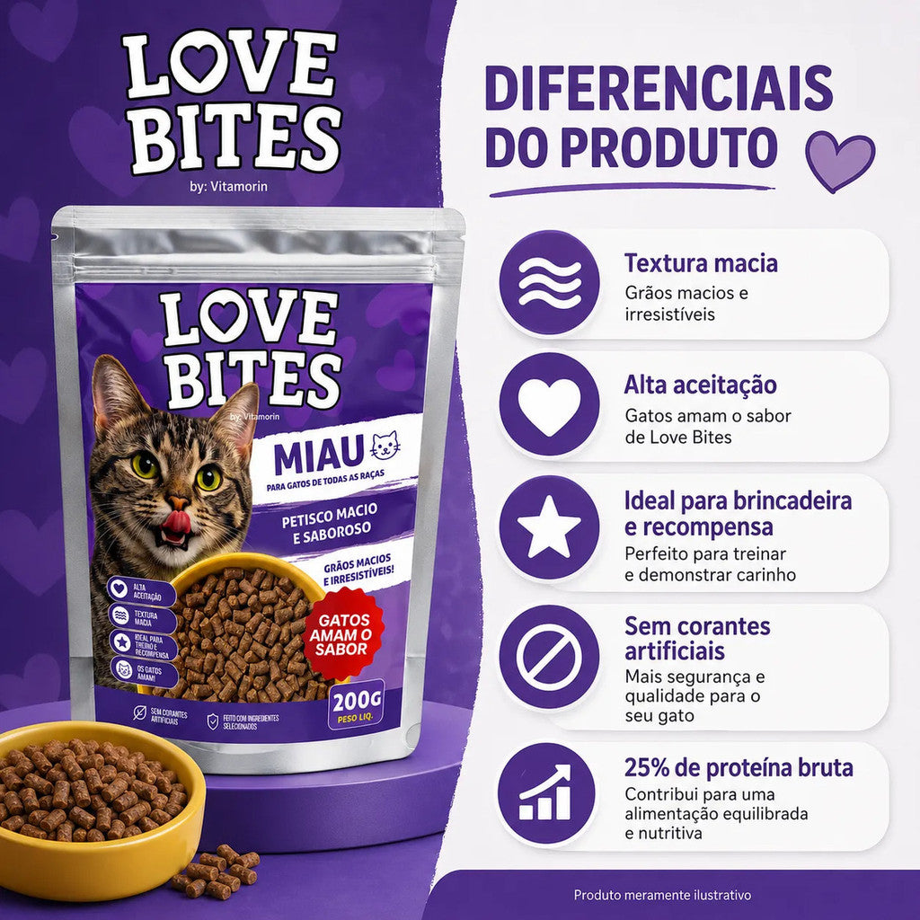 Petisco Para Gatos Love Bites Miau 200g