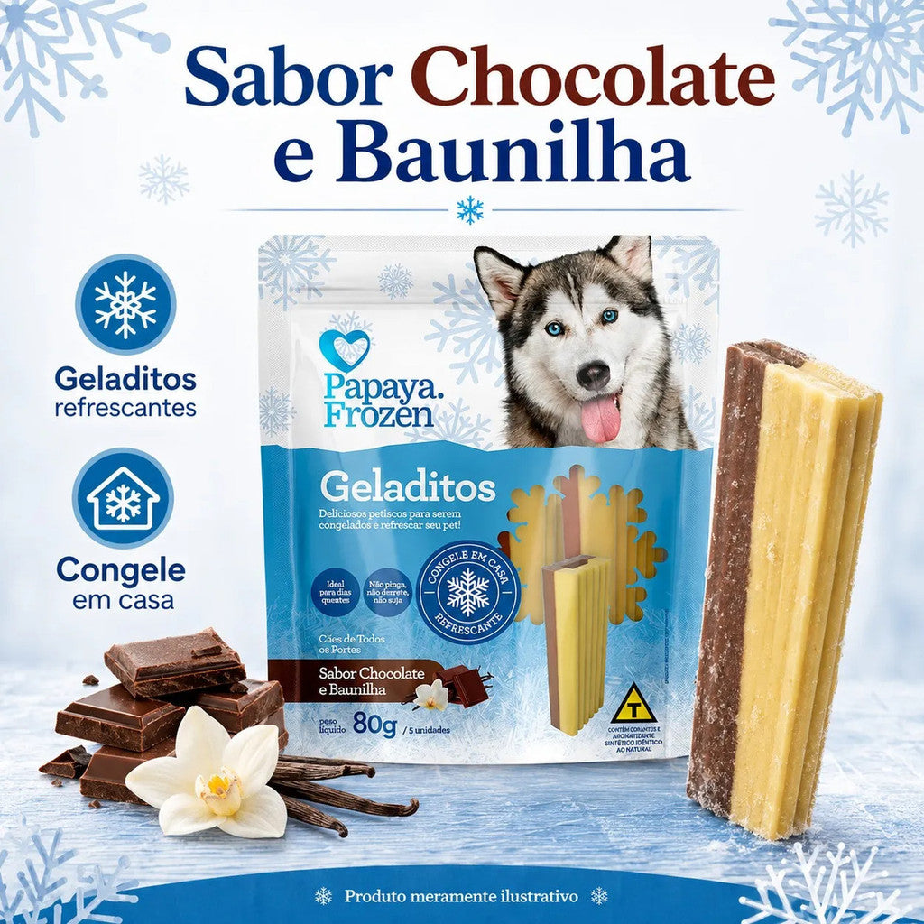 Petisco Papaya Frozen Geladitos Chocolate E Baunilha 80g