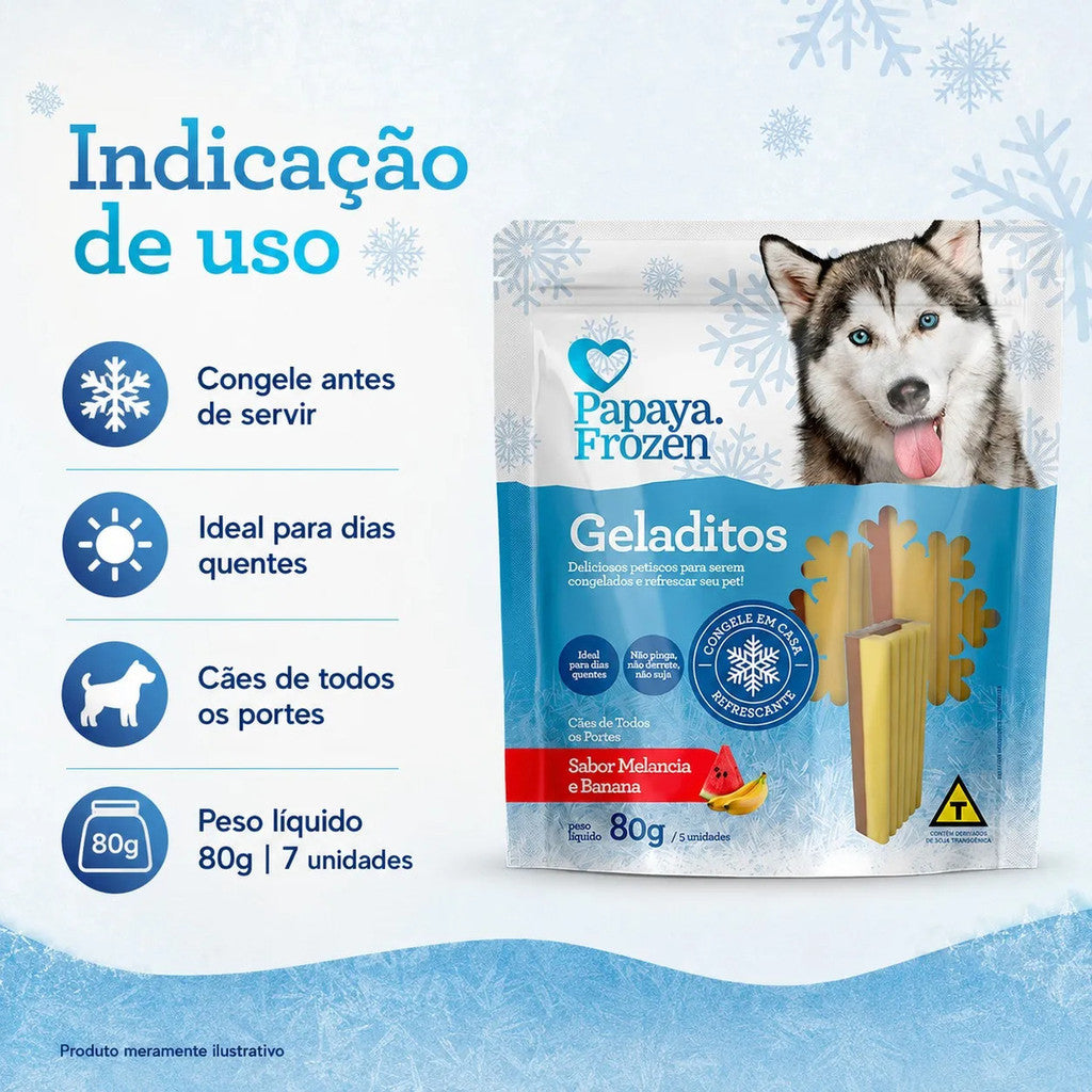 Petisco Papaya Frozen Geladitos Melancia E Banana Cães 80g