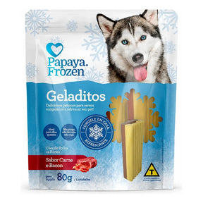 Petisco Papaya Frozen Geladitos Carne E Bacon Cães 80g
