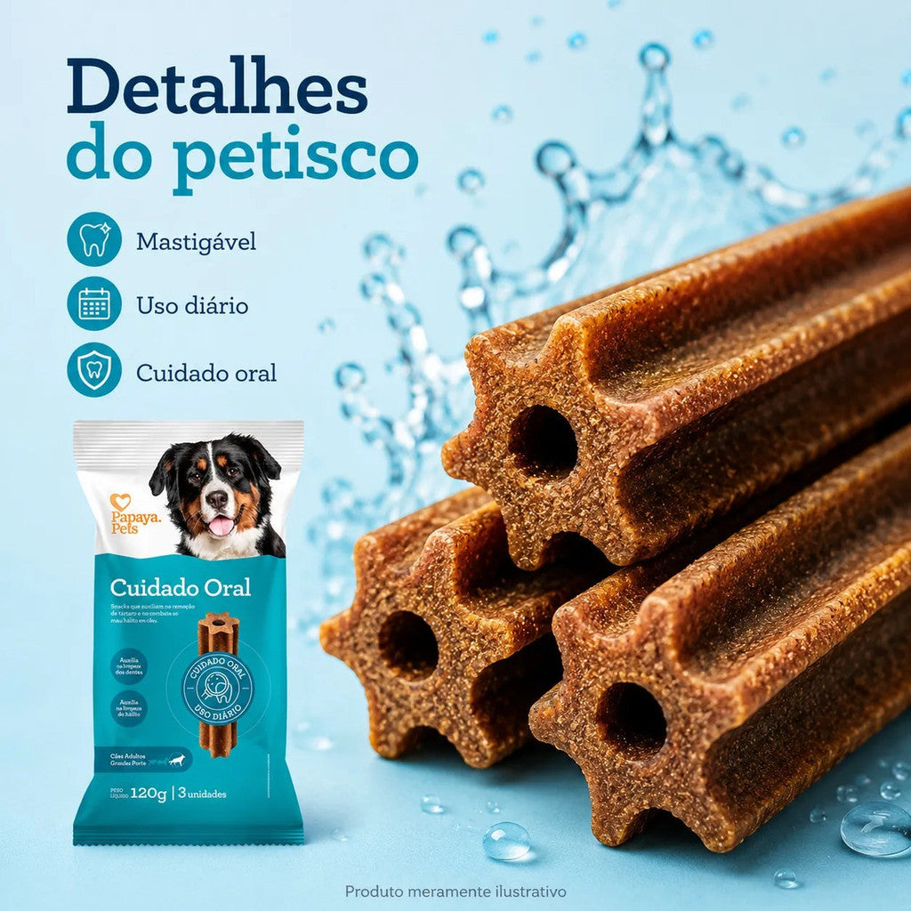 Petisco Papaya Pets Cuidado Oral Raças Grandes 120g