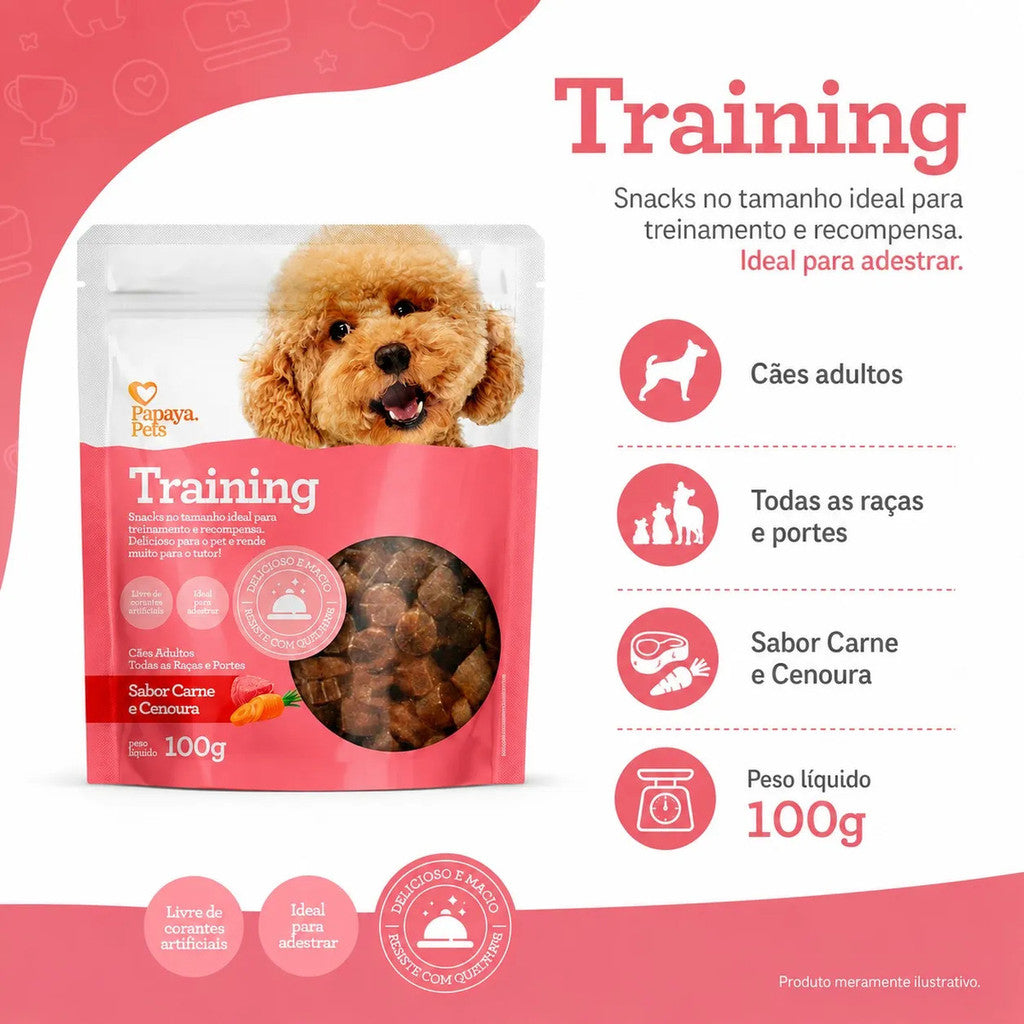 Petisco Papaya Pets Training Carne E Cenoura Cães 100g