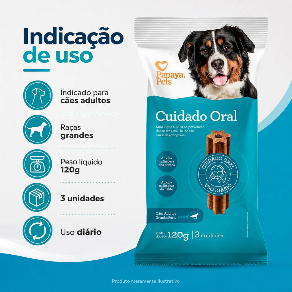 Petisco Papaya Pets Cuidado Oral Raças Grandes 120g